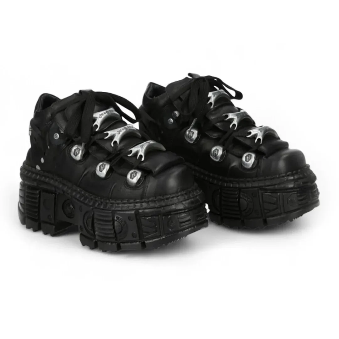 New Rock M-OVERZ106B-C1 Chunky Black Leather Ankle Boots sold by Tru Clothing product image thumbnail 2