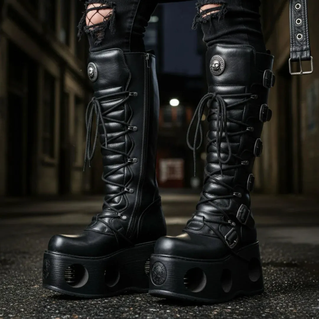 New Rock M-272-S2 Knee High Black Leather Gothic Boots sold by Tru Clothing product image thumbnail 3