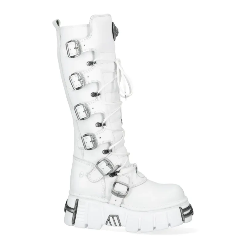 New Rock M-272-C69 Knee High White Leather Gothic Boots sold by Tru Clothing