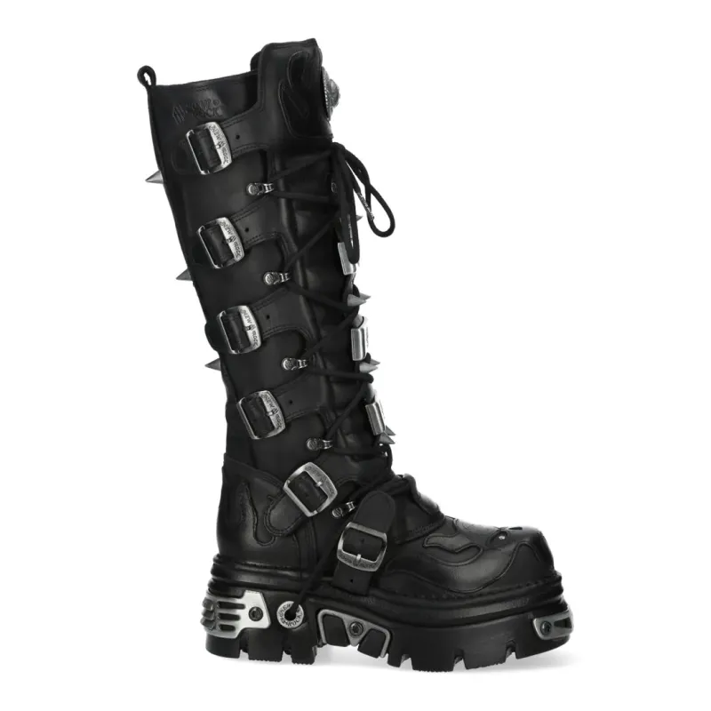 New Rock M-161-C10 Knee High Black Leather Gothic Boots sold by Tru Clothing