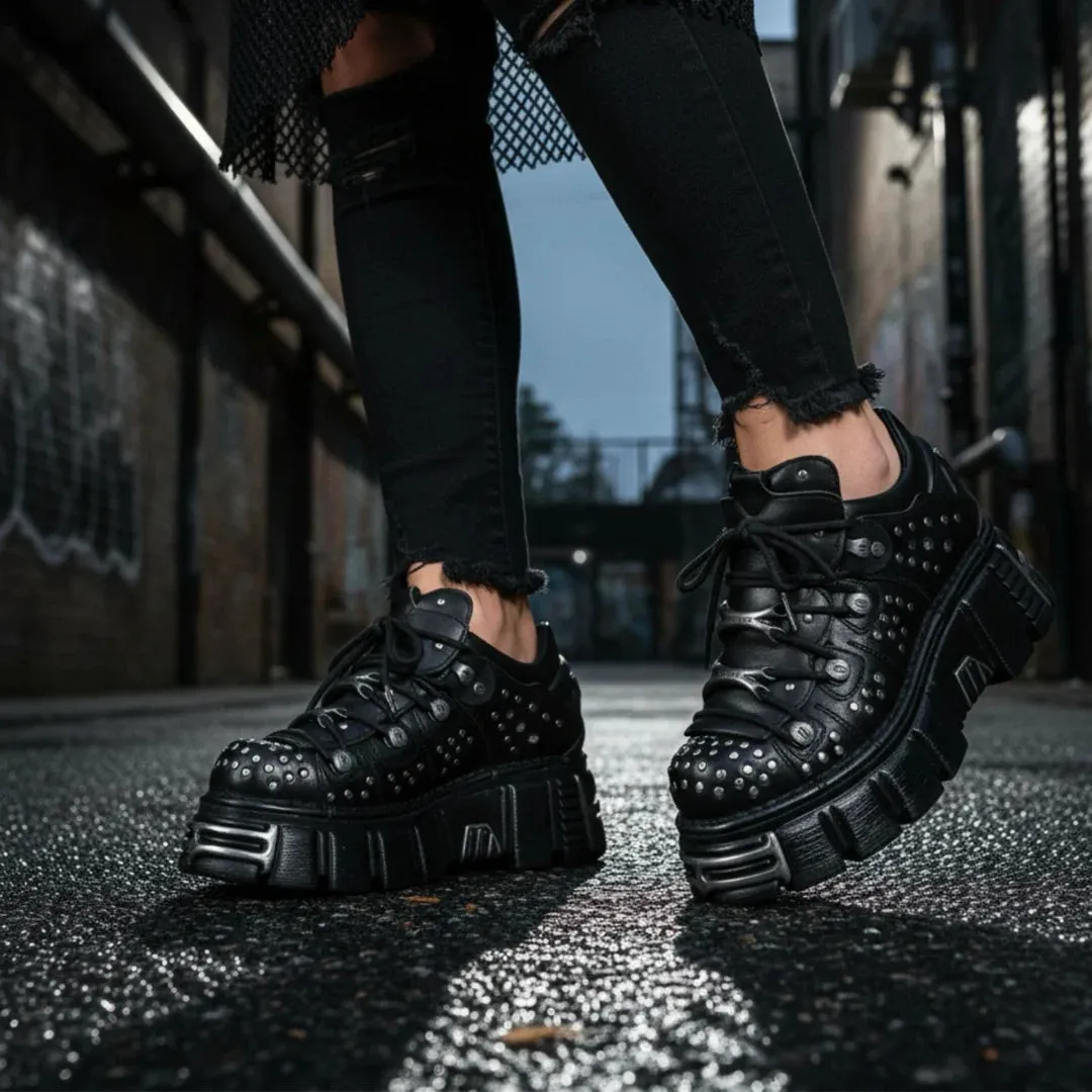 New Rock M-120NR-C1 Black Leather Platform Ankle Boots sold by Tru Clothing product image thumbnail 3