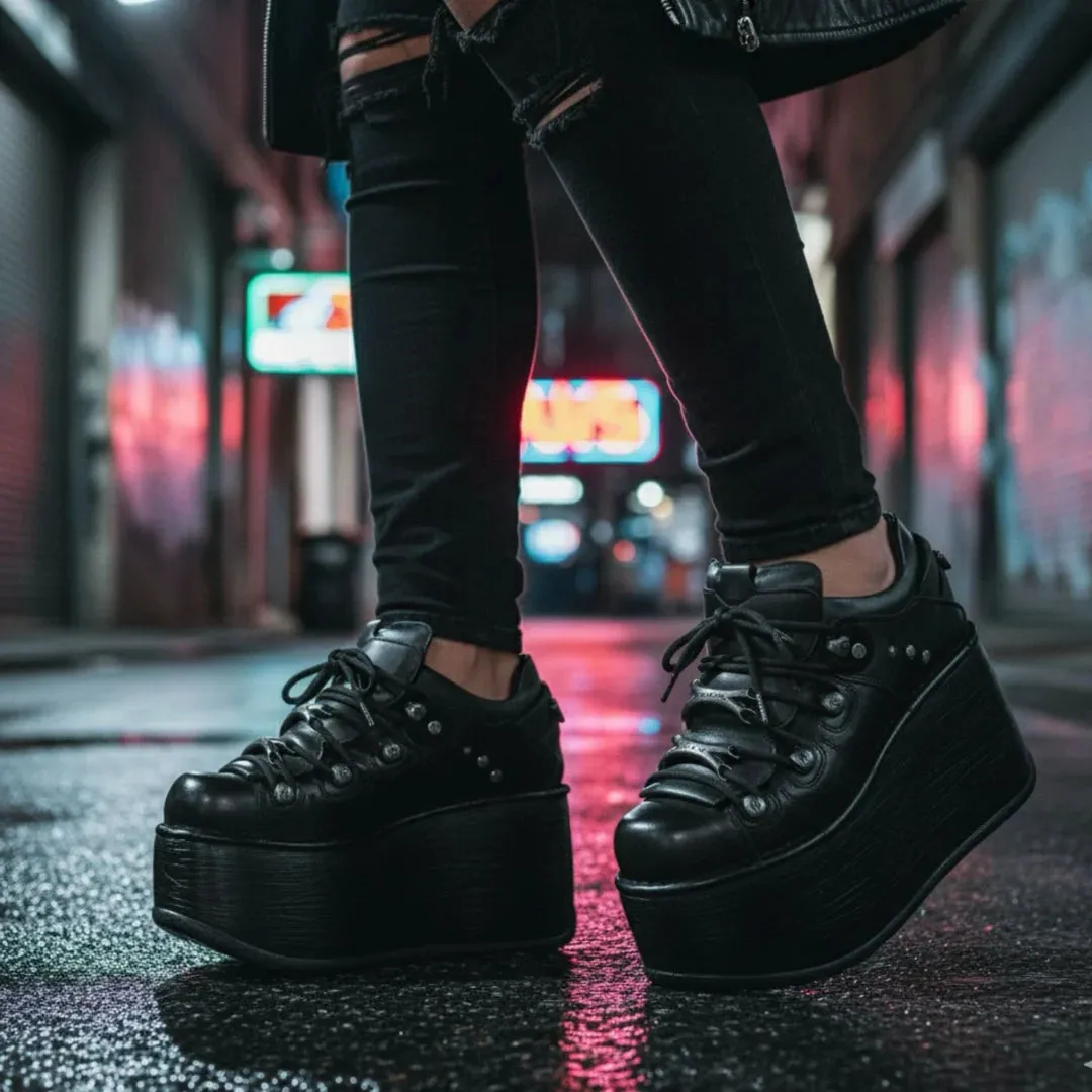 New Rock M-120N-C96 Black Leather Platform Ankle Boots sold by Tru Clothing product image thumbnail 3