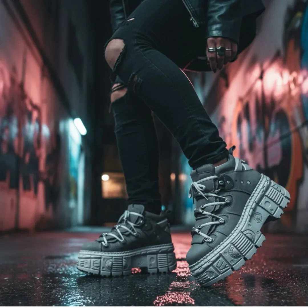 New Rock M-106WALL-C63 Grey Leather Urban Gothic Ankle Boots sold by Tru Clothing product image thumbnail 3