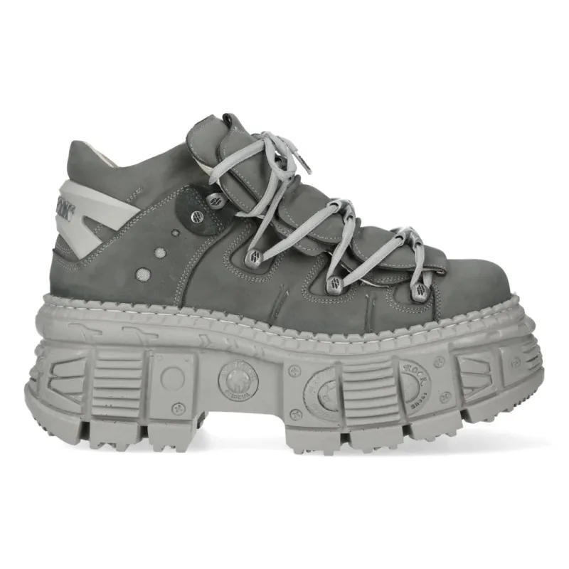 New Rock M-106WALL-C63 Grey Leather Urban Gothic Ankle Boots sold by Tru Clothing