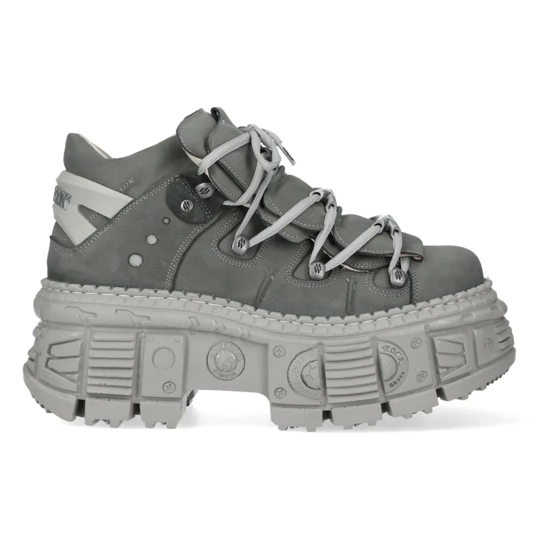 New Rock M-106WALL-C63 Grey Leather Urban Gothic Ankle Boots sold by Tru Clothing