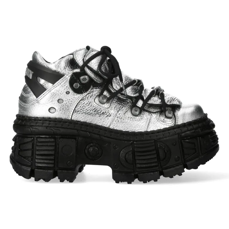 New Rock M-106WALL-C16 Silver Black Leather Ankle Boots sold by Tru Clothing