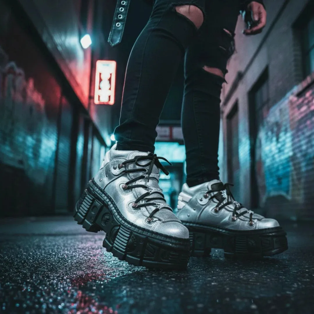 New Rock M-106WALL-C16 Silver Black Leather Ankle Boots sold by Tru Clothing product image thumbnail 3