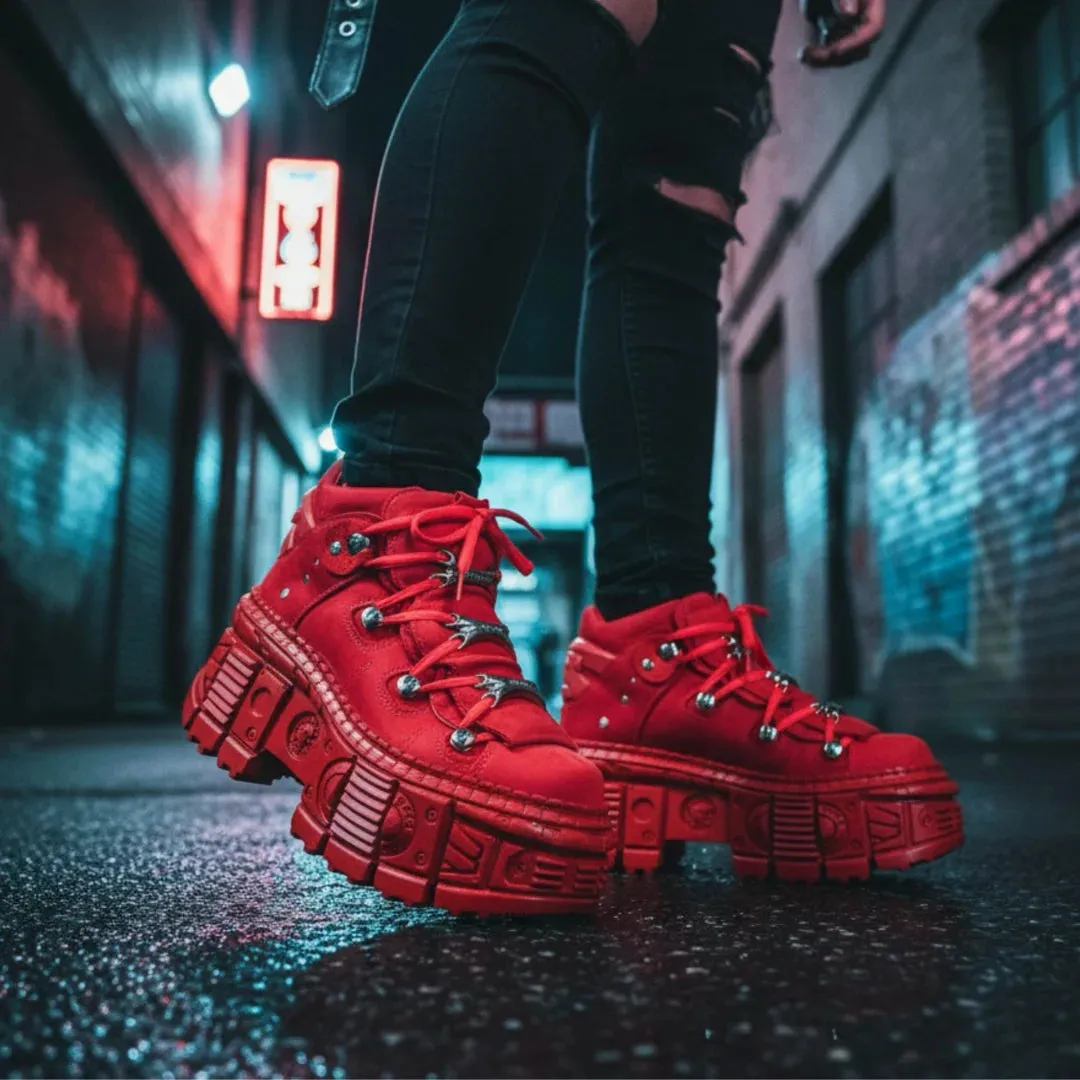 New Rock M-106WALL-C13 Red Leather Gothic Ankle Boots sold by Tru Clothing product image thumbnail 3