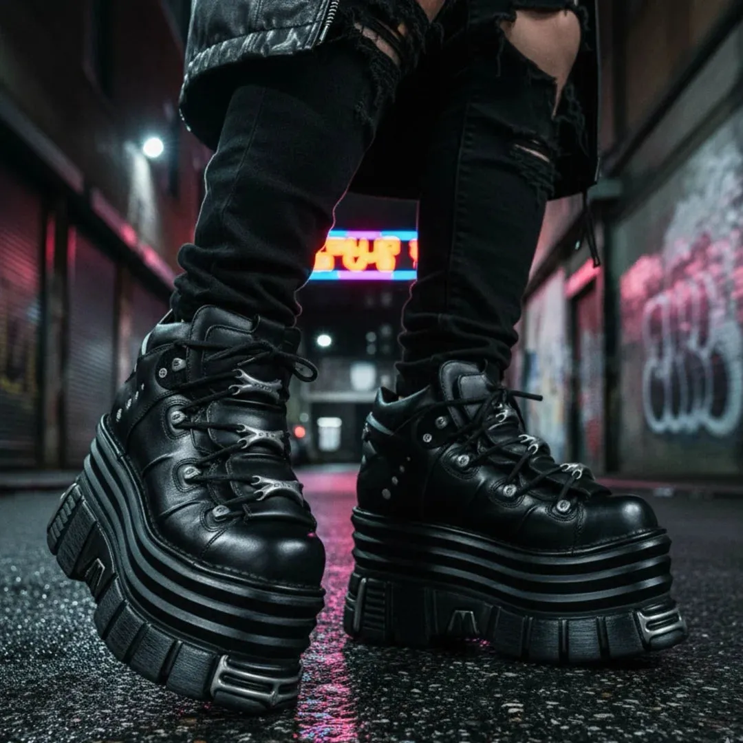 New Rock M-106-C181 Black Gothic Chunky Platform Ankle Boots sold by Tru Clothing product image thumbnail 3