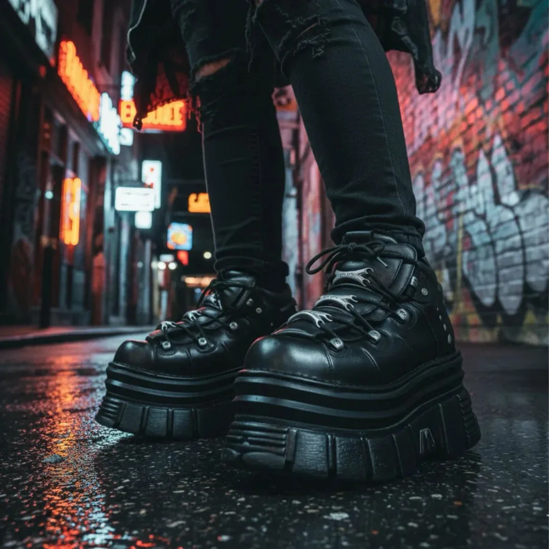 New Rock M-106-C178 Black Gothic Punk Chunky Ankle Boots sold by Tru Clothing product image thumbnail 3