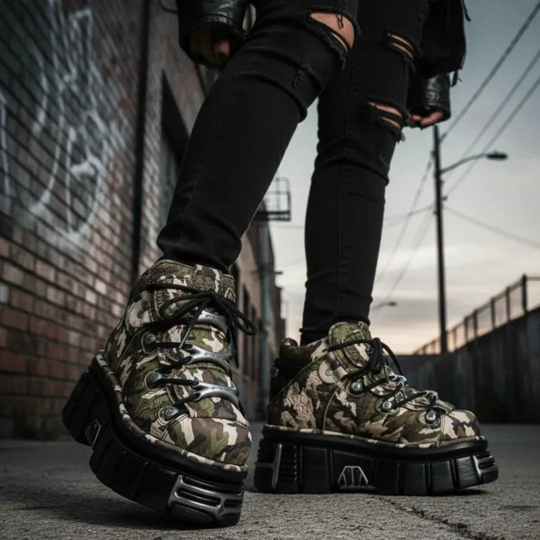 New Rock M-106-C169 Camouflage Leather Gothic Ankle Boots sold by Tru Clothing product image thumbnail 3