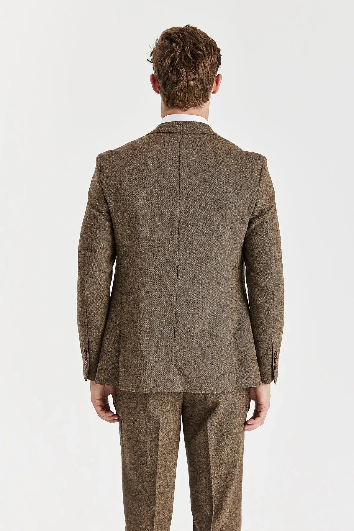 Oscar - Men's 3 Piece Brown Wool Blend Tweed Suit sold by Tru Clothing product image thumbnail 4