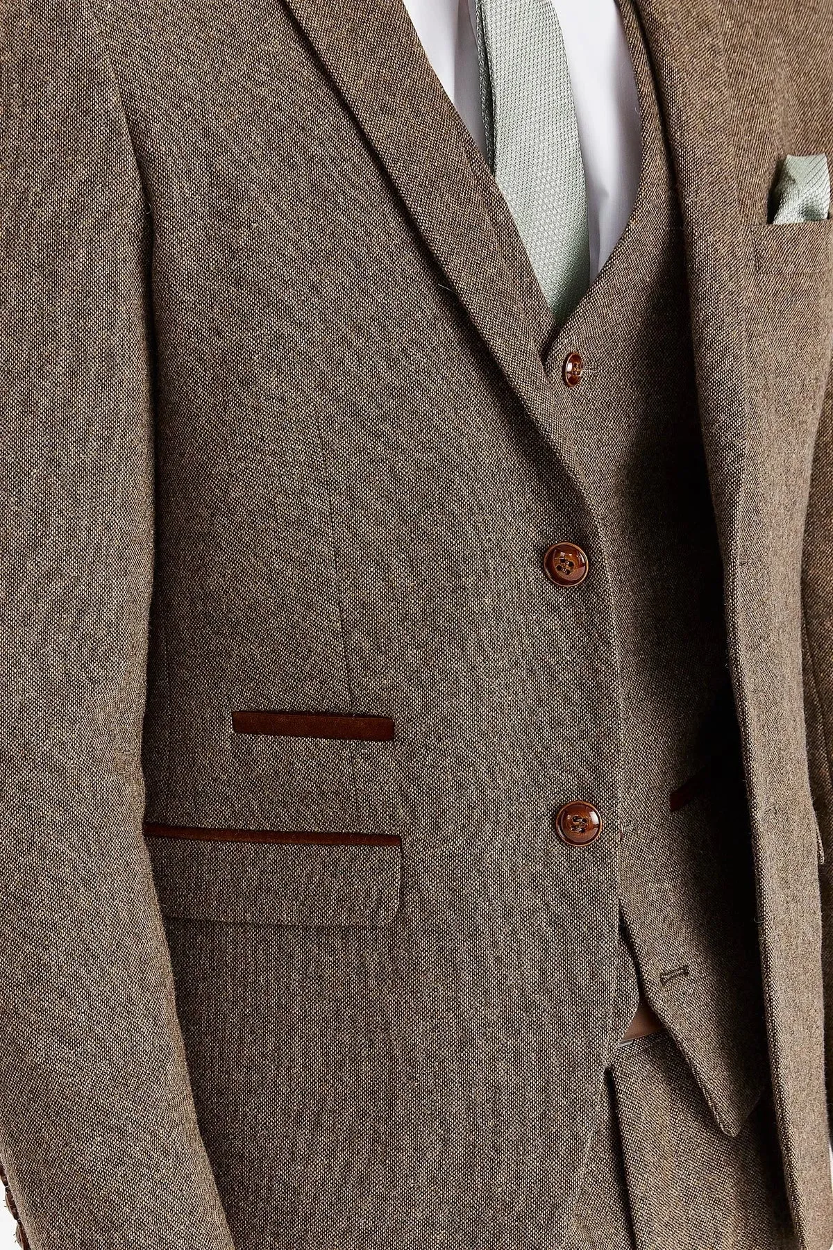 Oscar - Men's 3 Piece Brown Wool Blend Tweed Suit sold by Tru Clothing product image thumbnail 3