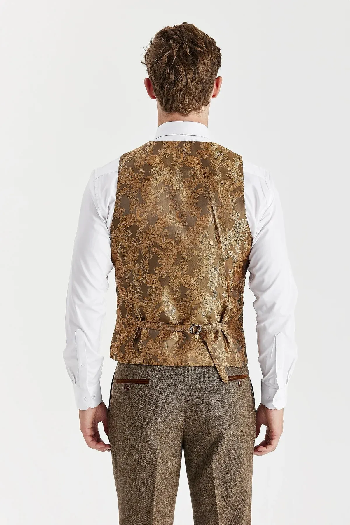 Oscar - Men's Brown Wool Blend Tweed Waistcoat sold by Tru Clothing product image thumbnail 2