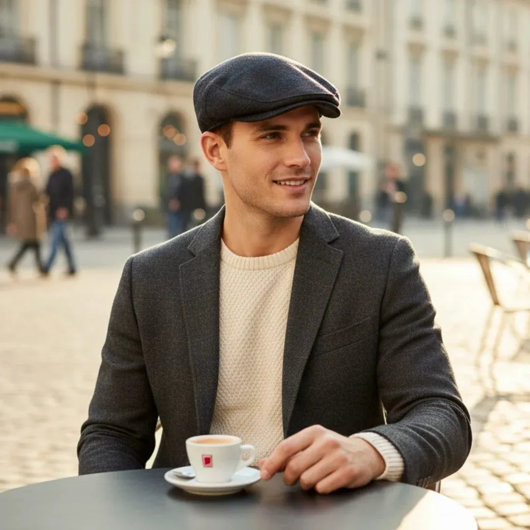 Men's Wool Blend Herringbone Plaid Ivy Flat Cap sold by Tru Clothing product image thumbnail 4