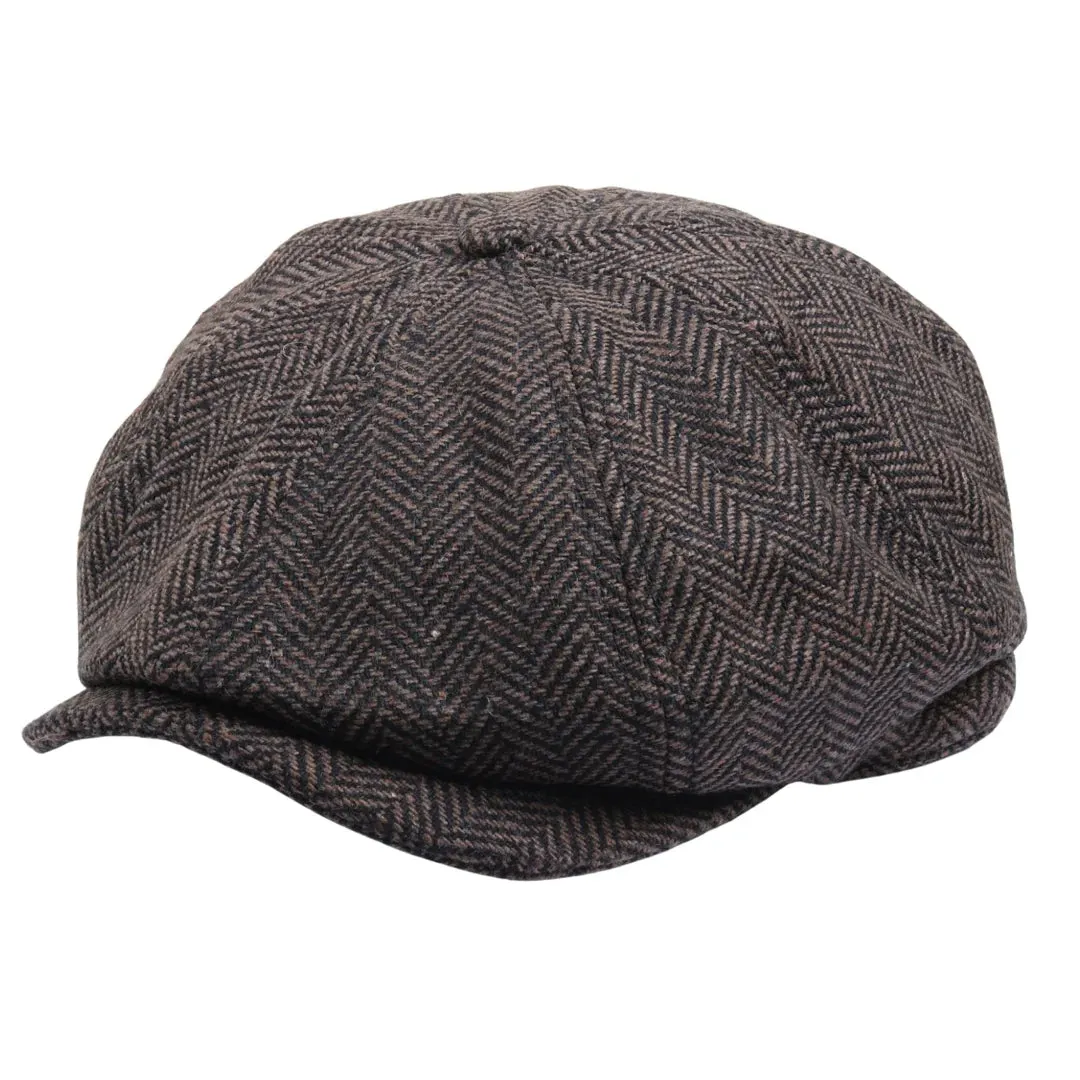 Men's Wool Blend Herringbone Newsboy Flat Cap sold by Tru Clothing