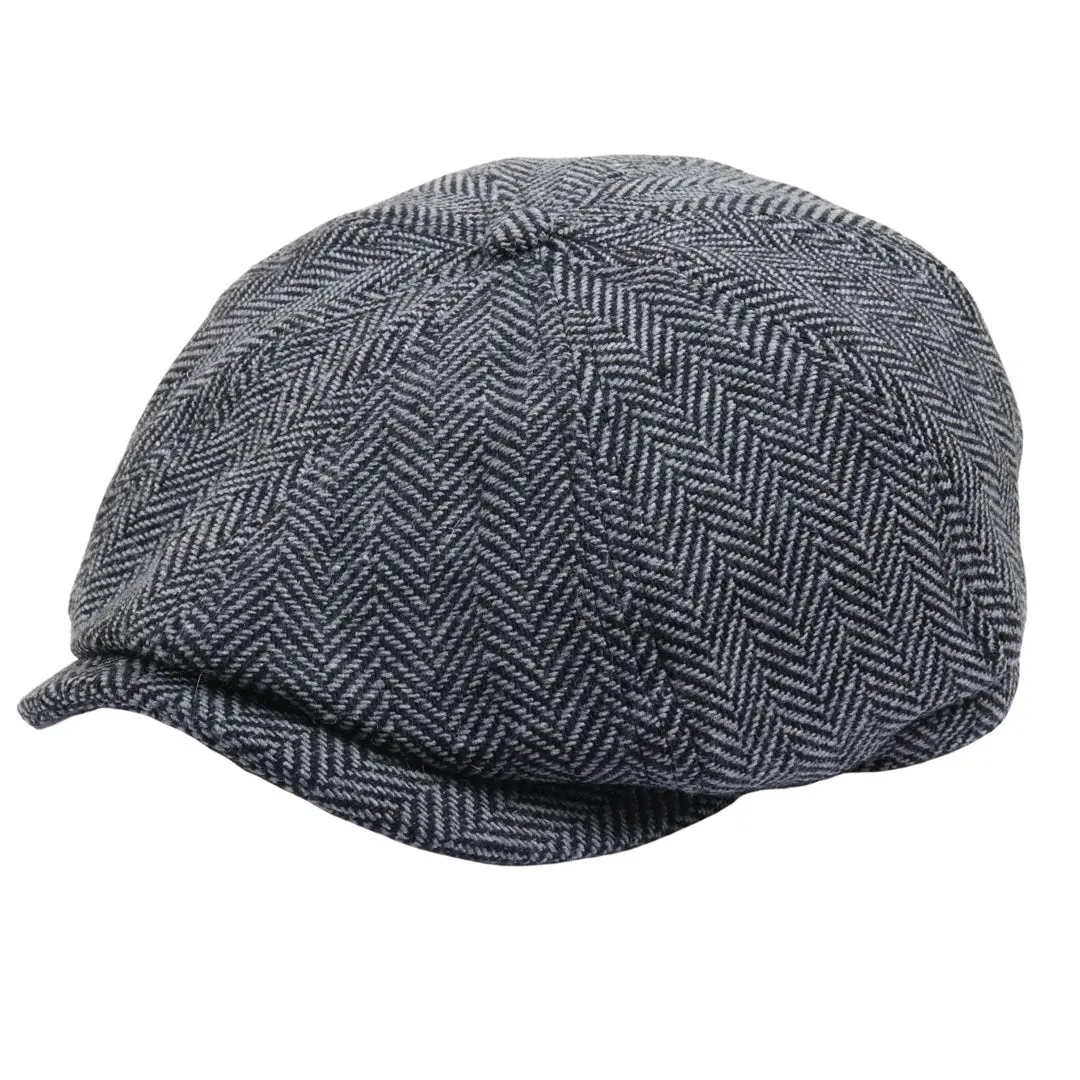 Men's Wool Blend Herringbone Newsboy Flat Cap sold by Tru Clothing product image thumbnail 5