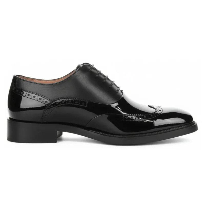 Harry - Men's Black Patent Leather Brogue Shoes sold by Tru Clothing