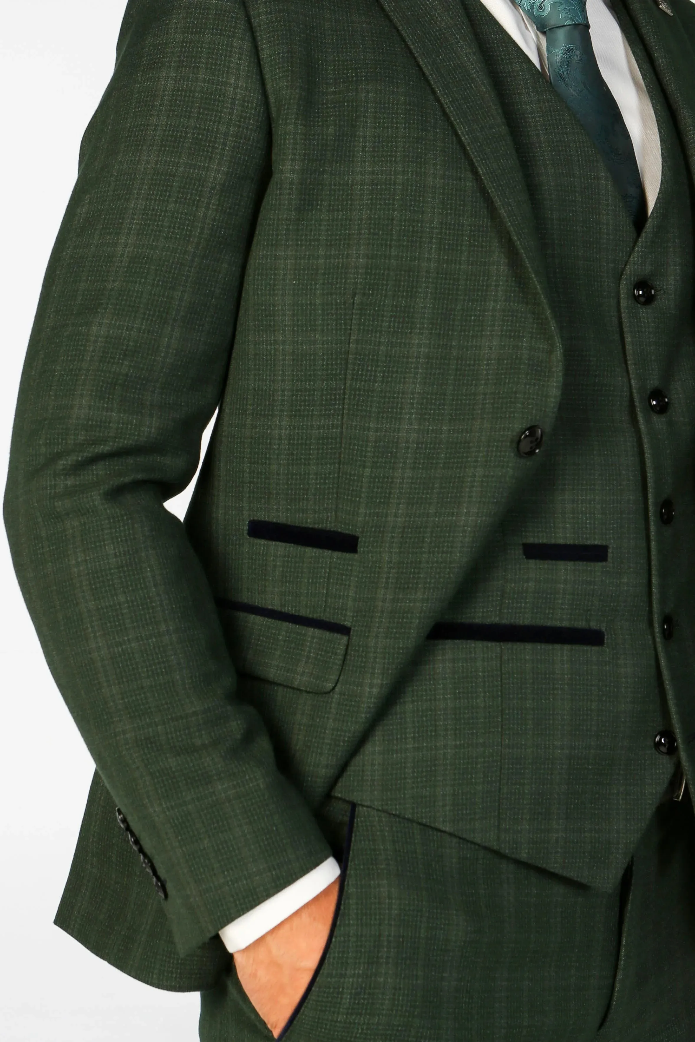 Leo - Men's Green 3 Piece Checked Tailored Fit Suit sold by Tru Clothing product image thumbnail 3