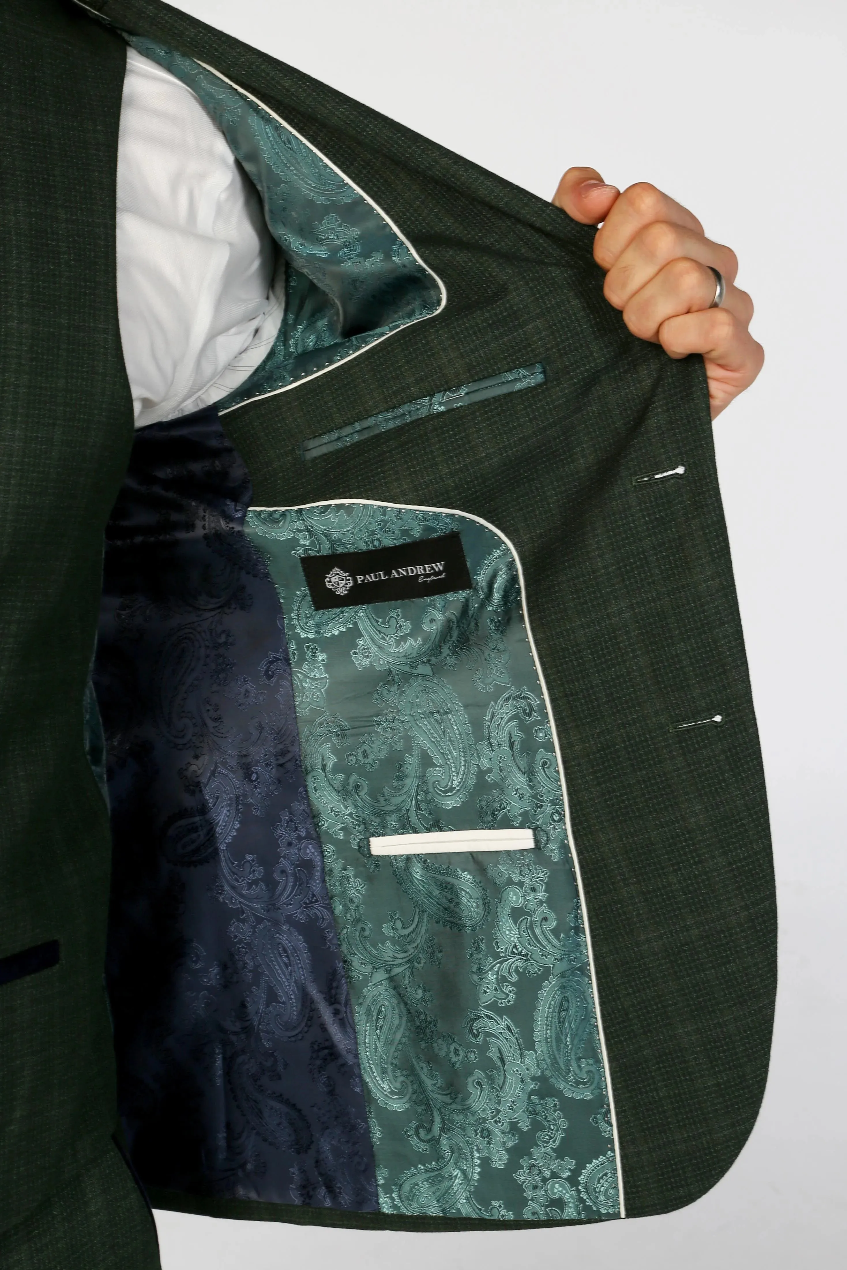 Leo - Men's Green 3 Piece Checked Tailored Fit Suit sold by Tru Clothing product image thumbnail 4