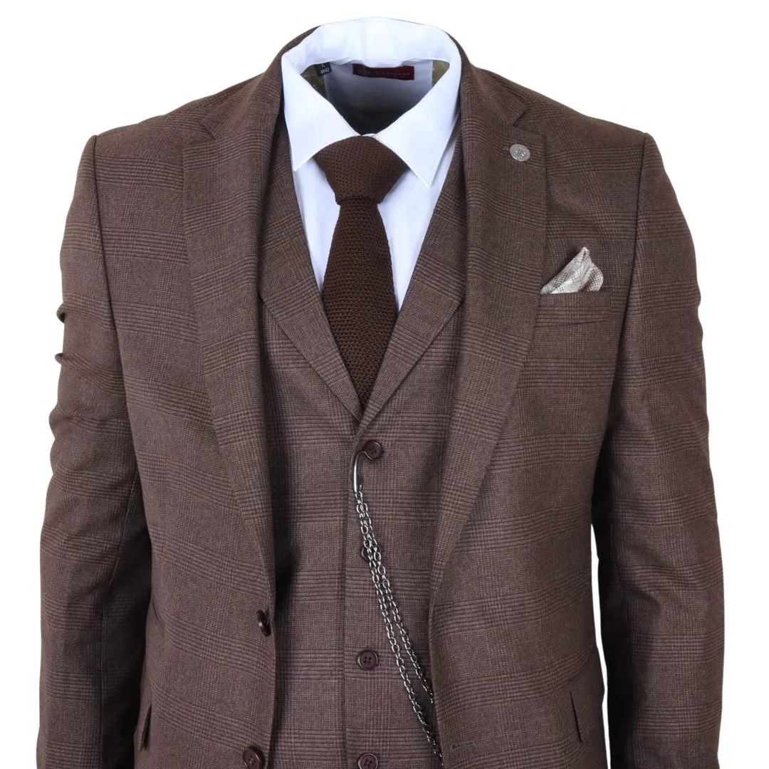 TP-50 - Men's Brown 3 Piece Prince Of Wales Check Suit sold by Tru Clothing product image thumbnail 4