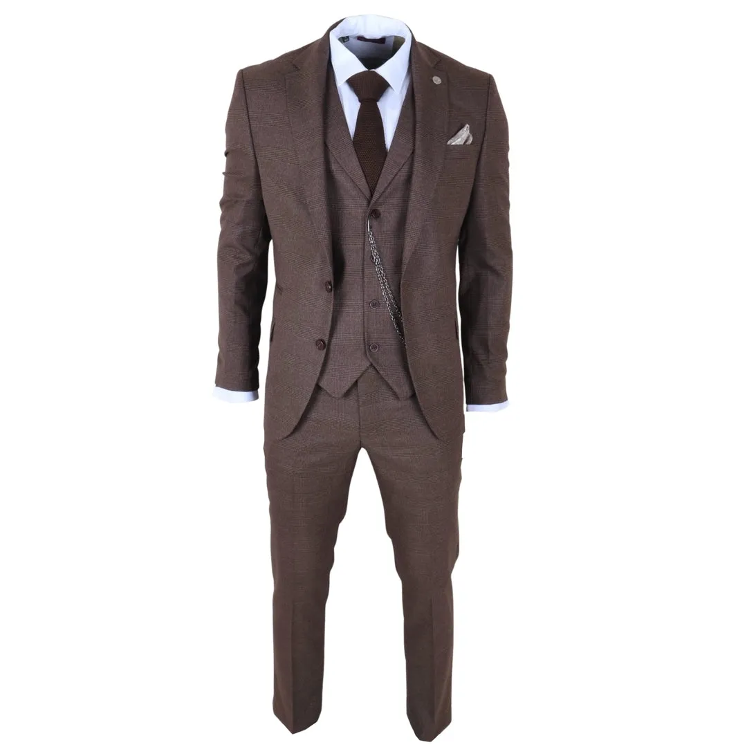 TP-50 - Men's Brown 3 Piece Prince Of Wales Check Suit sold by Tru Clothing product image thumbnail 3