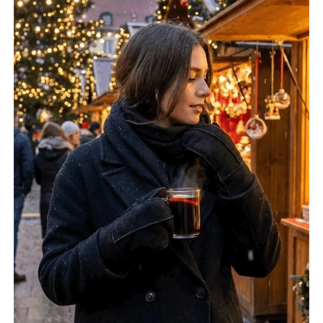 Women’s Premium Suede Leather Shearling Wool Lining Gloves sold by Tru Clothing product image thumbnail 2