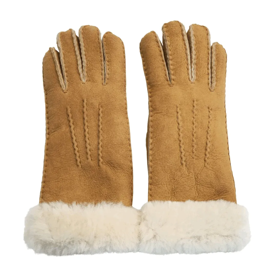 Women's Plush Shearling Cuff Suede Genuine Leather Gloves sold by Tru Clothing