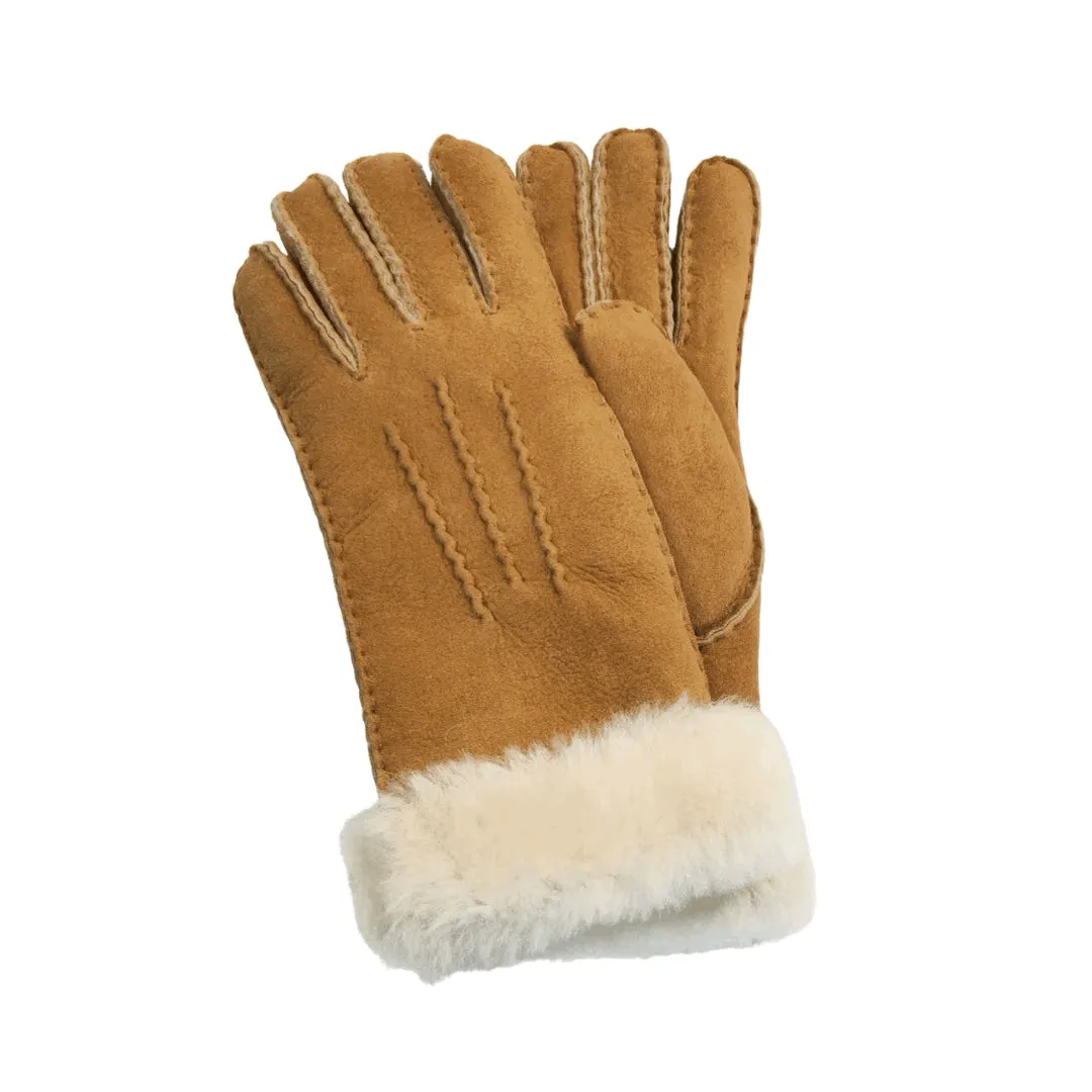 Women's Plush Shearling Cuff Suede Genuine Leather Gloves sold by Tru Clothing product image thumbnail 3