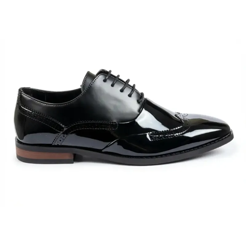 Men's Patent PU Leather Wingtip Oxford Shoes made by Tru Clothing