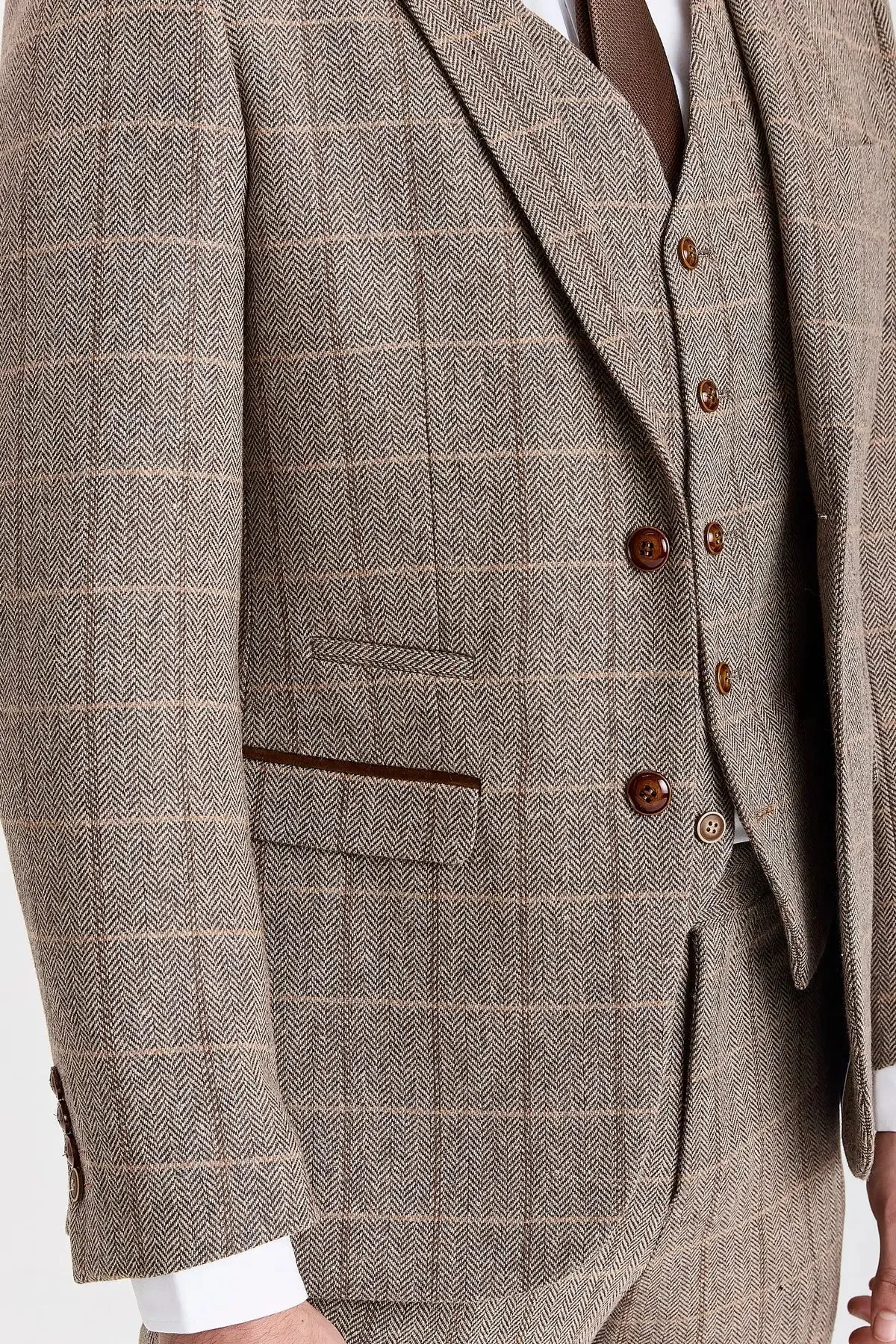 Harris - Men's Brown Tweed Herringbone Check Blazer sold by Tru Clothing product image thumbnail 2