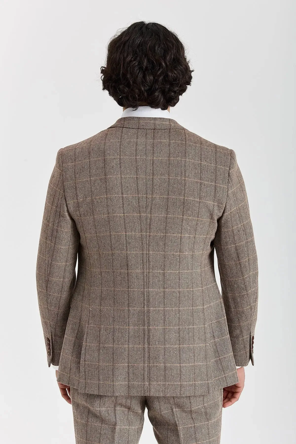 Harris - Men's Brown Tweed Herringbone Check Blazer sold by Tru Clothing product image thumbnail 4