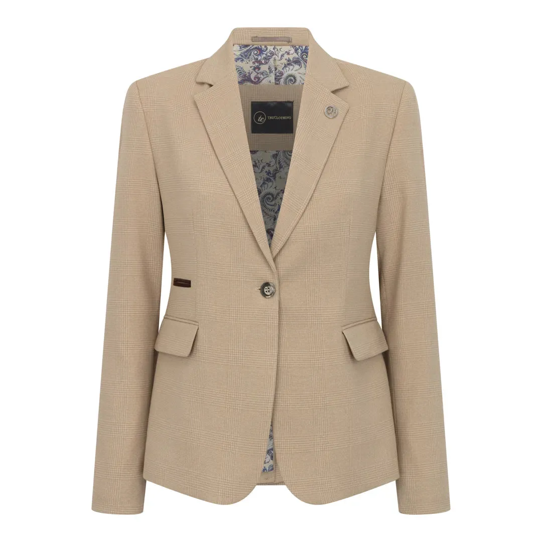 TPW-54 - Women's Cream 3 Piece Prince of Wales Check Suit sold by Tru Clothing product image thumbnail 3
