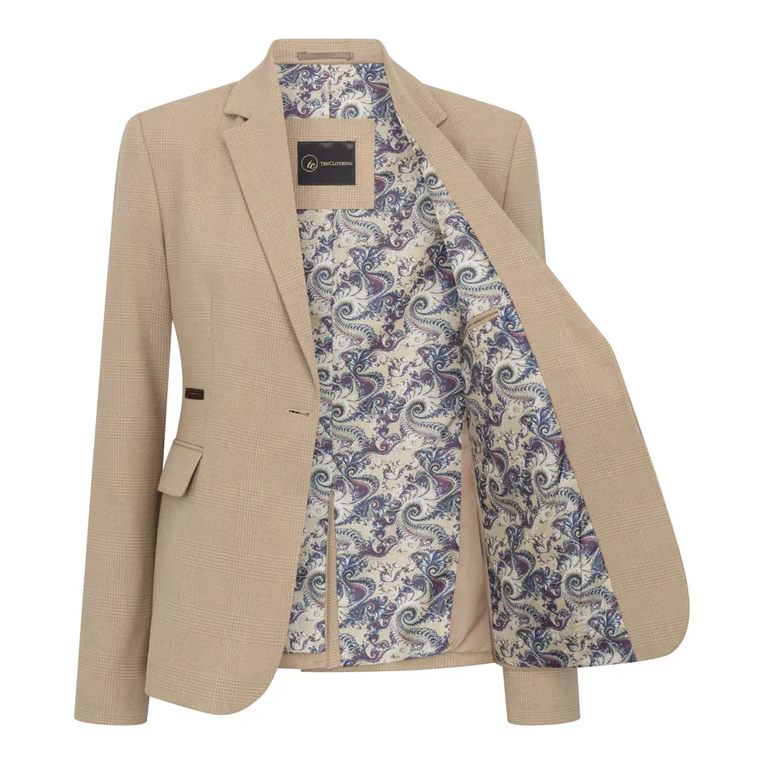 TPW-54 - Women's Cream 3 Piece Prince of Wales Check Suit sold by Tru Clothing product image thumbnail 4