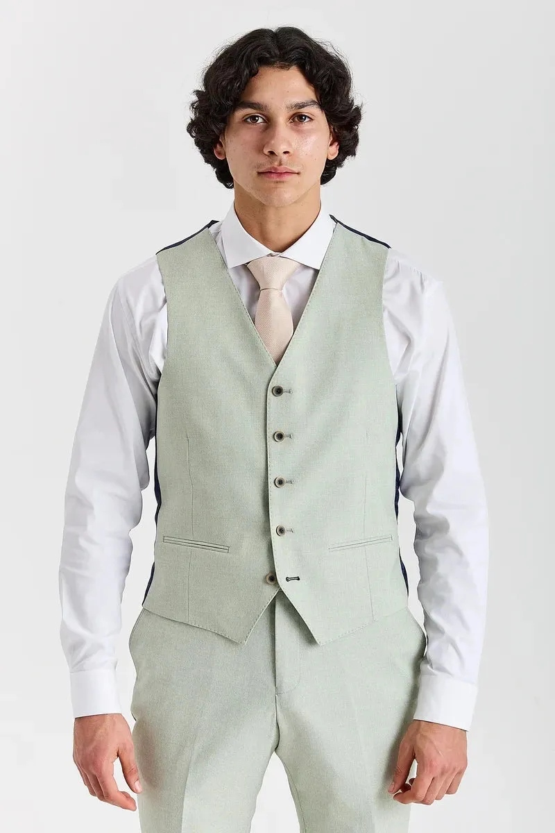 Belmont - Men's Sage Green Tailored Fit Waistcoat sold by Tru Clothing