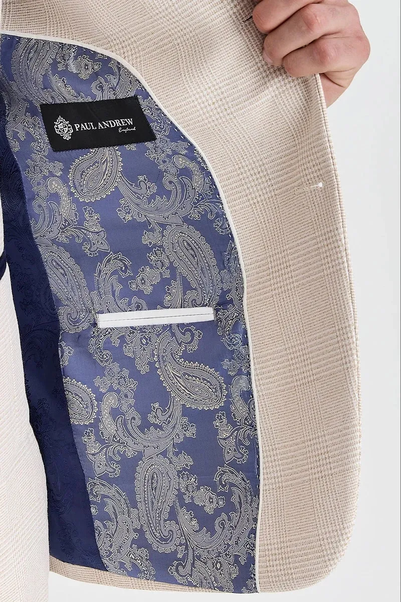 Regent - Men's Cream 3 Piece Checked Tailored Fit Suit sold by Tru Clothing product image thumbnail 4