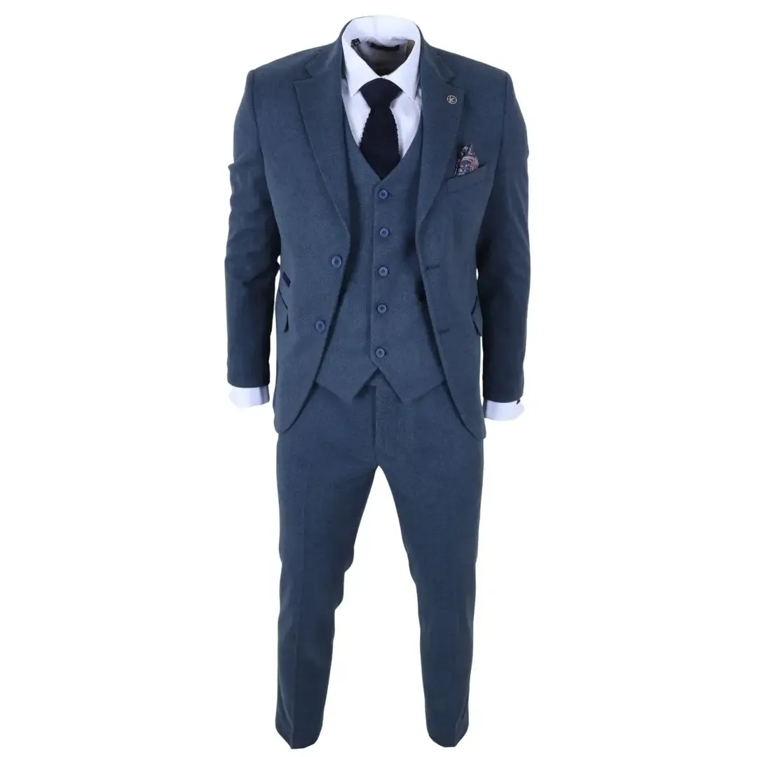 IM40 - Men's Blue 3 Piece Tweed Herringbone Suits sold by Tru Clothing product image thumbnail 3
