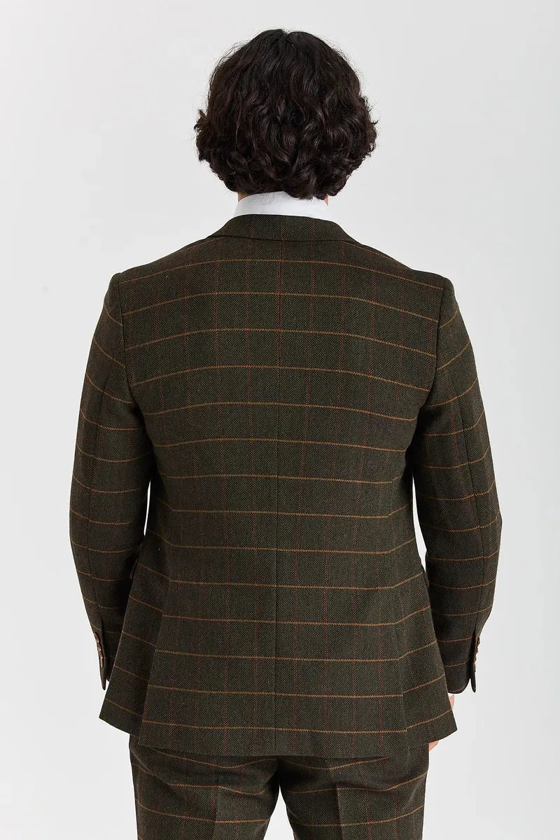 Harris - Men's Green 3 Piece Wool Blend Tweed Suit sold by Tru Clothing product image thumbnail 5