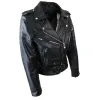 Brando Women's Black Red White Classic Biker Motorcycle Motorbike Hide Leather Jacket sold by Tru Clothing
