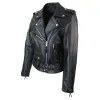 Brando Women's Black Red White Classic Biker Motorcycle Motorbike Hide Leather Jacket sold by Tru Clothing