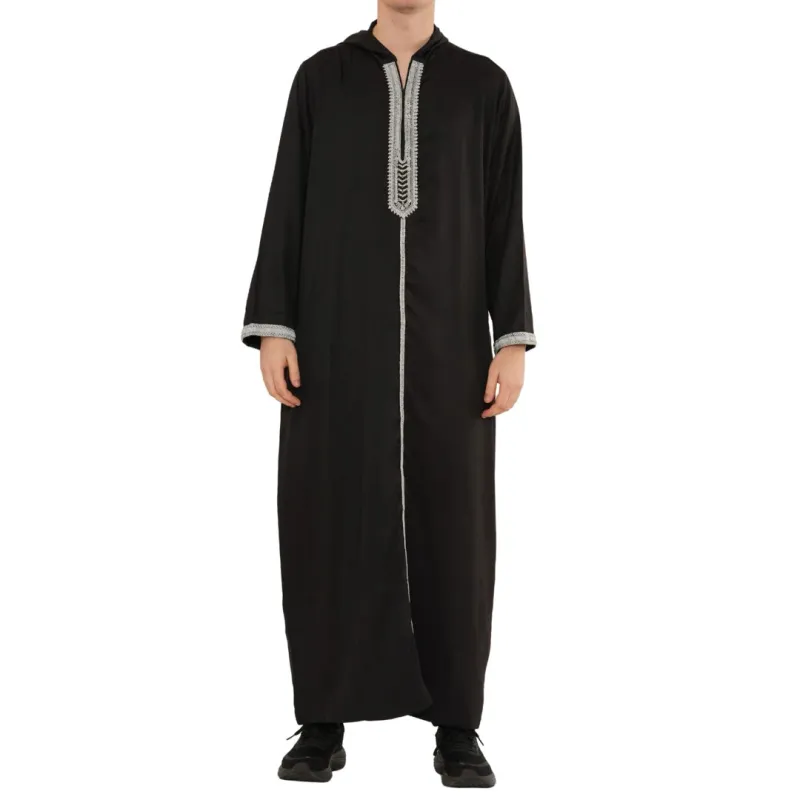 Men's Hooded Gandoura Embroidery Moroccan Thobe sold by Tru Clothing