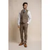 Albert - Men's Tweed Check Tan Waistcoat sold by Tru Clothing