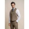 Albert - Men's Tweed Check Tan Waistcoat sold by Tru Clothing