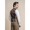Albert - Men's Tweed Check Tan Waistcoat sold by Tru Clothing