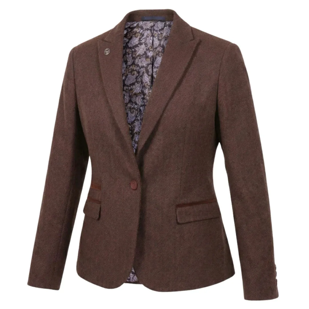 IMW-04 - Women's Brown Tweed Herringbone Blazer Waistcoat sold by Tru Clothing product image thumbnail 4