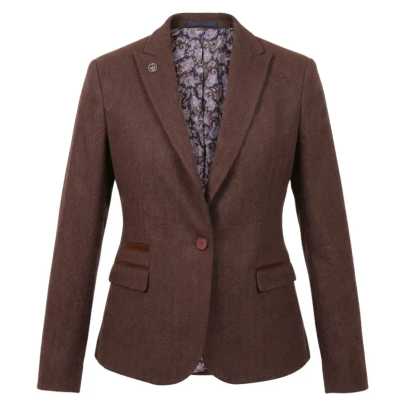 IMW-04 - Women's Brown Tweed Herringbone Blazer Waistcoat made by Tru Clothing