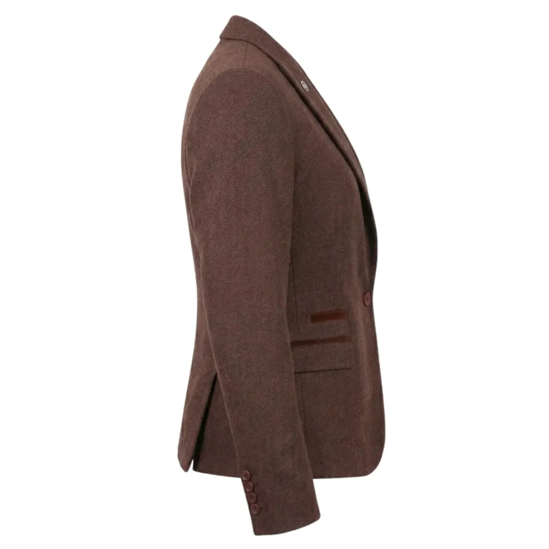 IMW-04 - Women's Brown Tweed Herringbone Blazer Waistcoat sold by Tru Clothing product image thumbnail 5