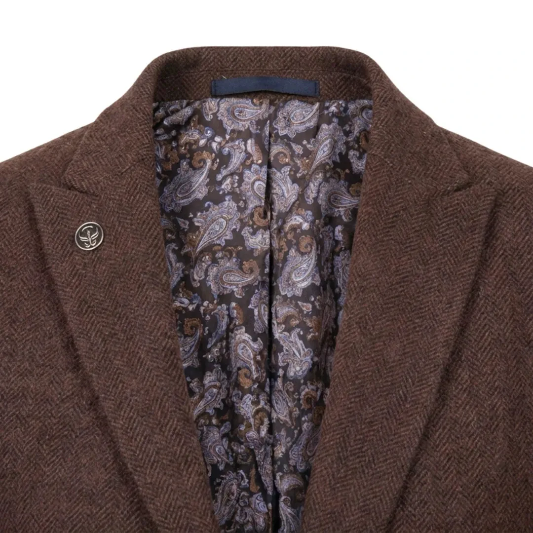IMW-04 - Women's Brown Tweed Herringbone Blazer Waistcoat sold by Tru Clothing product image thumbnail 3