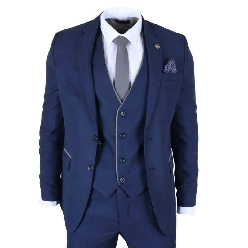 IM49 - Men's 3 Piece Blue Tailored Fit Suit sold by Tru Clothing