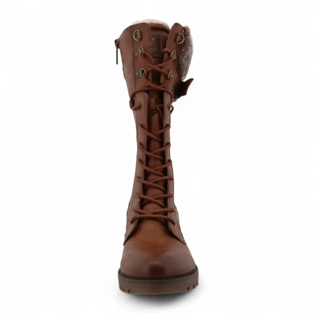 Women's Brown Mid-Calf Faux Fur Winter Combat Boots sold by Tru Clothing product image thumbnail 5